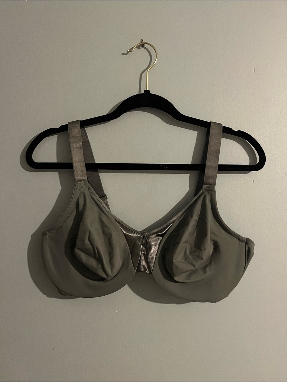 Olga gray Full Coverage Support Bra size 38DD comfy no padding